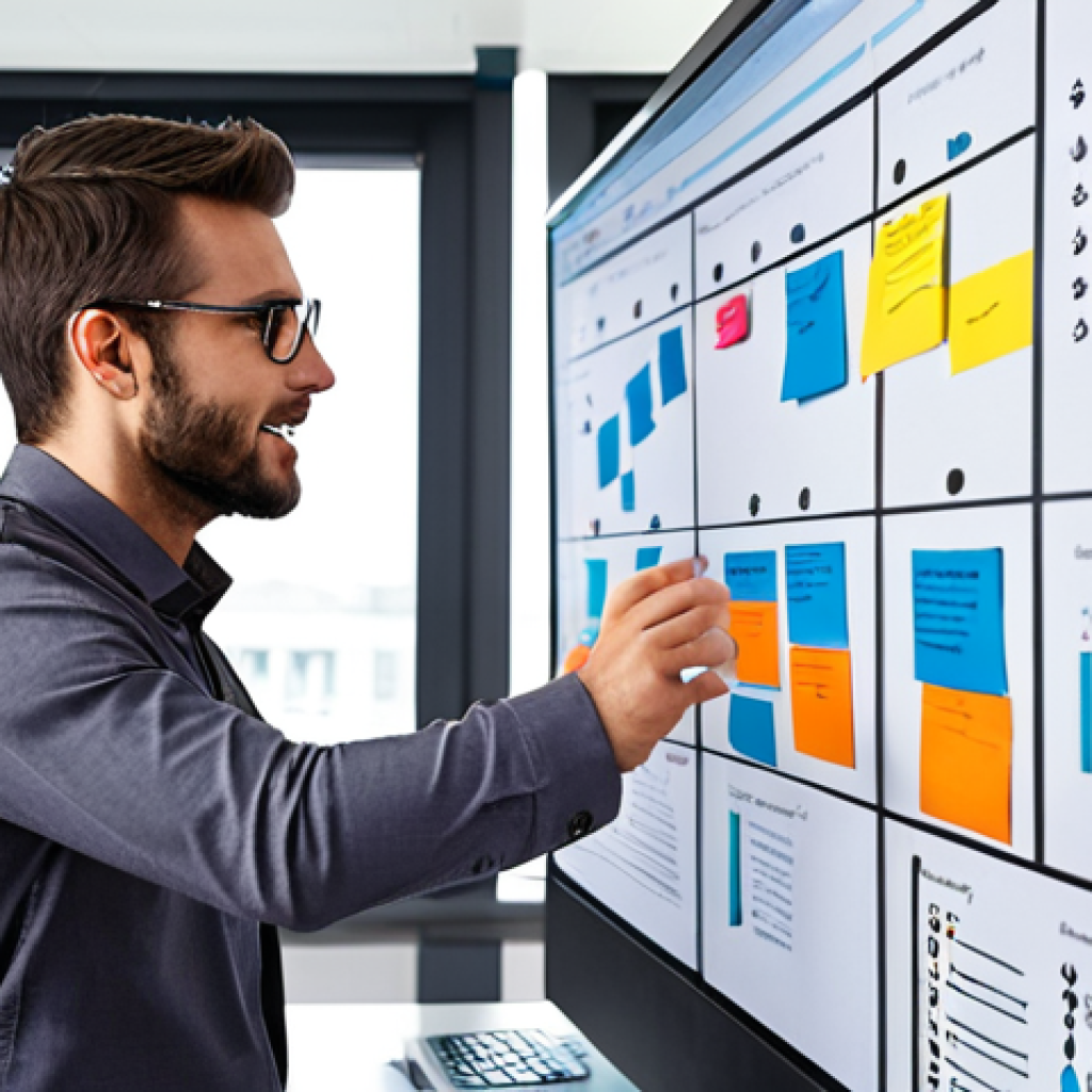 **

A modern accountant, male or female, in a brightly lit office, collaborating with a project manager over a digital Kanban board displaying accounting tasks. Focus on teamwork and the integration of agile methodologies like Kanban in a finance environment. Consider a visual style that emphasizes efficiency and technology, perhaps with hints of charts and data visualizations in the background.

**