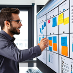 **

A modern accountant, male or female, in a brightly lit office, collaborating with a project manager over a digital Kanban board displaying accounting tasks. Focus on teamwork and the integration of agile methodologies like Kanban in a finance environment. Consider a visual style that emphasizes efficiency and technology, perhaps with hints of charts and data visualizations in the background.

**