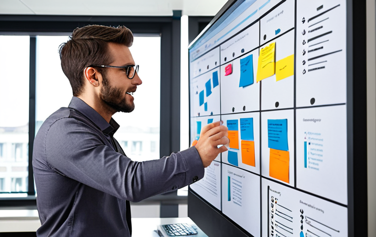 **

A modern accountant, male or female, in a brightly lit office, collaborating with a project manager over a digital Kanban board displaying accounting tasks. Focus on teamwork and the integration of agile methodologies like Kanban in a finance environment. Consider a visual style that emphasizes efficiency and technology, perhaps with hints of charts and data visualizations in the background.

**